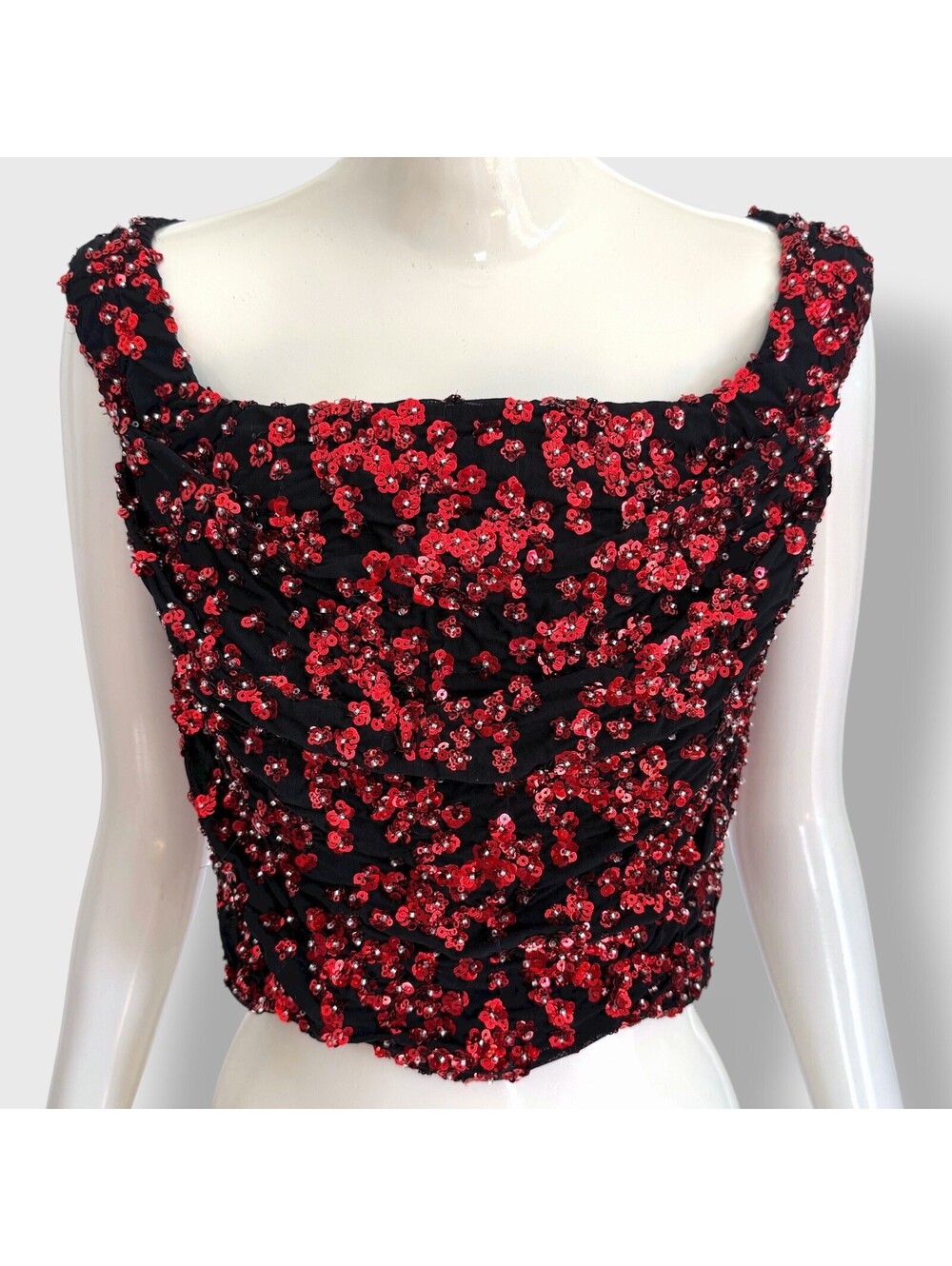 NWT STAUD Alice Corset Bustier Top Shirt Beaded Floral Sequin Cocktail Small/4